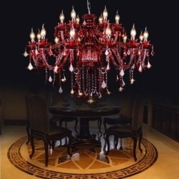 Designer Touch Decorative European Crystal Chandelier Red Colour Pendant Light
