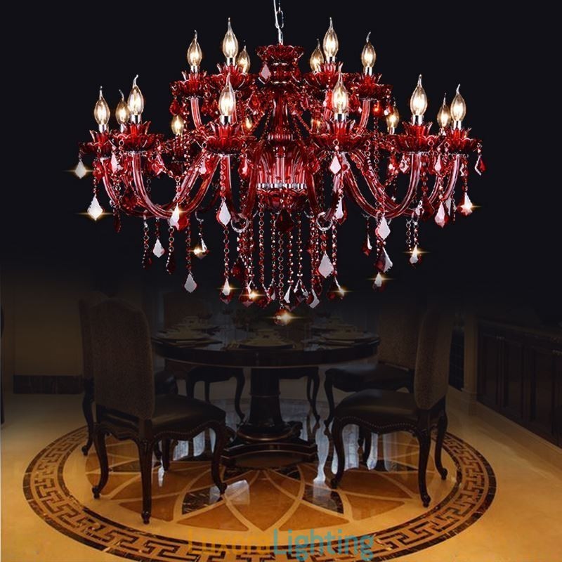 Designer Touch Decorative European Crystal Chandelier Red Colour Pendant Light