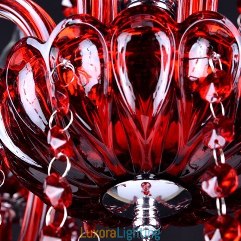 Designer Touch Decorative European Crystal Chandelier Red Colour Pendant Light