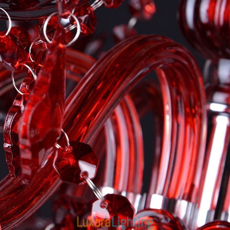 Designer Touch Decorative European Crystal Chandelier Red Colour Pendant Light
