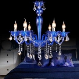 Designer Touch Decorative European Style Crystal Chandelier Blue Crystal Glass Pendant Light