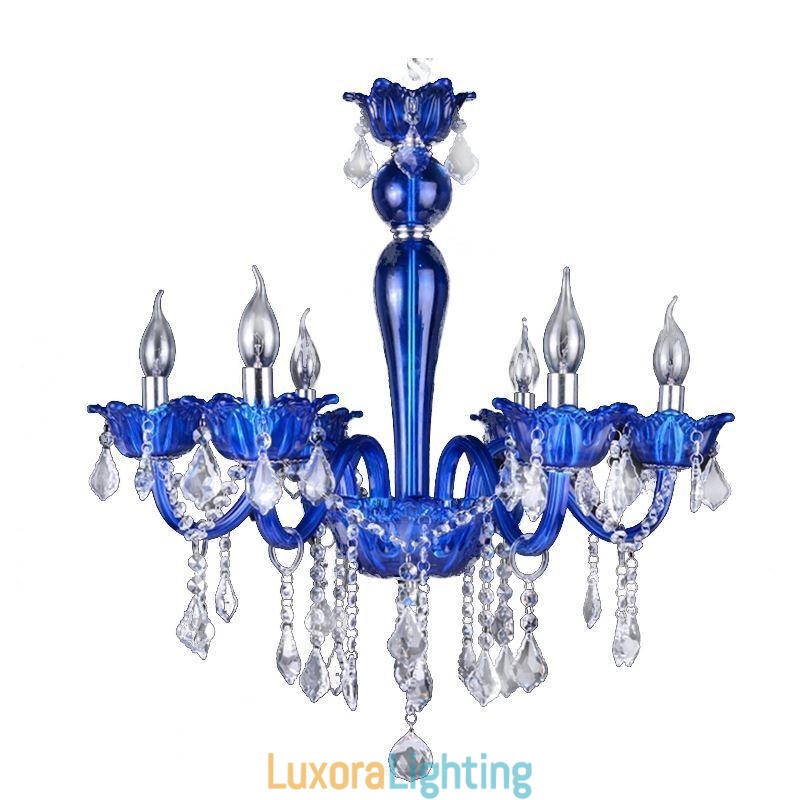 Designer Touch Decorative European Style Crystal Chandelier Blue Crystal Glass Pendant Light