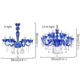 Designer Touch Decorative European Style Crystal Chandelier Blue Crystal Glass Pendant Light