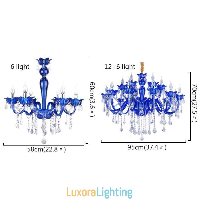 Designer Touch Decorative European Style Crystal Chandelier Blue Crystal Glass Pendant Light