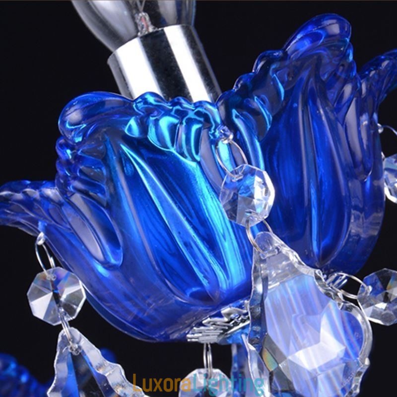 Designer Touch Decorative European Style Crystal Chandelier Blue Crystal Glass Pendant Light