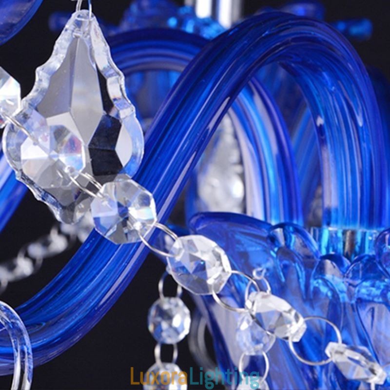 Designer Touch Decorative European Style Crystal Chandelier Blue Crystal Glass Pendant Light