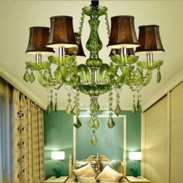 Designer Touch Decorative European Style Crystal Chandelier Unique Green Pendant Light