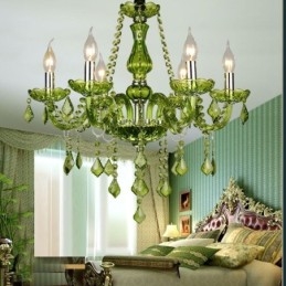 Designer Touch Decorative European Style Crystal Chandelier Unique Green Pendant Light
