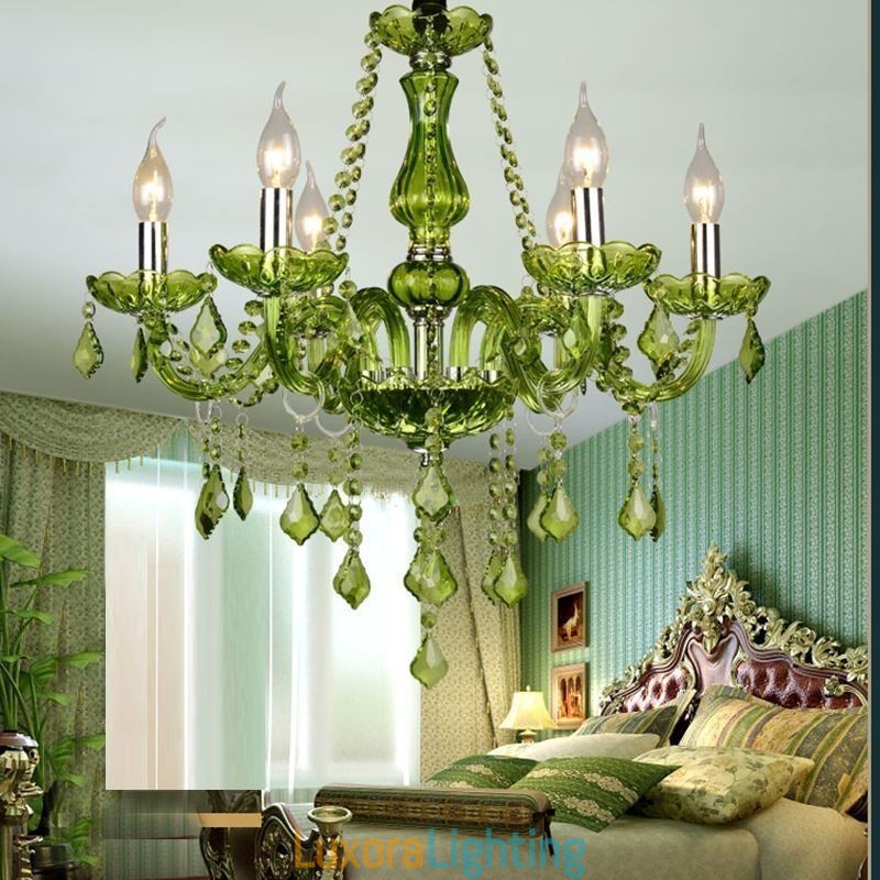 Designer Touch Decorative European Style Crystal Chandelier Unique Green Pendant Light