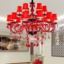 Designer Touch Decorative Crystal Chandelier European Red Colour Pendant Light