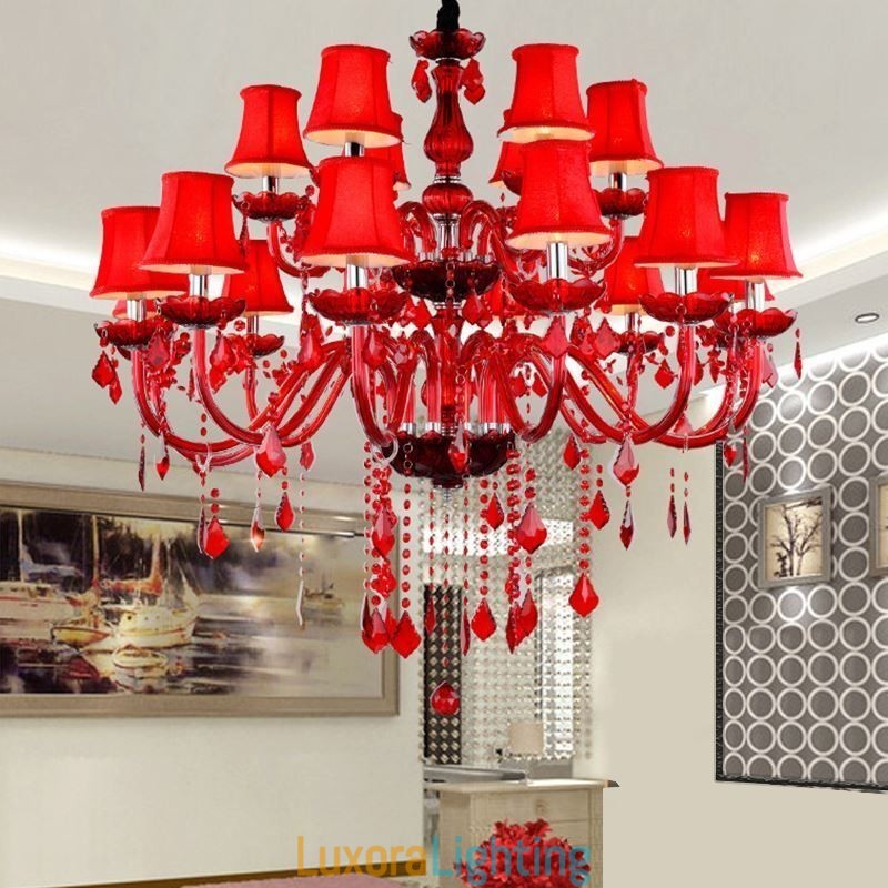 Designer Touch Decorative Crystal Chandelier European Red Colour Pendant Light