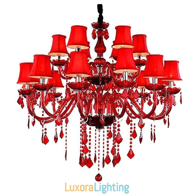 Designer Touch Decorative Crystal Chandelier European Red Colour Pendant Light