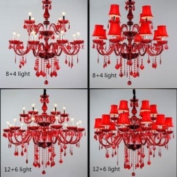 Designer Touch Decorative Crystal Chandelier European Red Colour Pendant Light