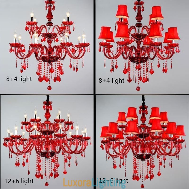 Designer Touch Decorative Crystal Chandelier European Red Colour Pendant Light