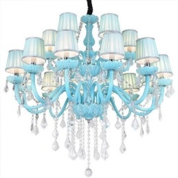 Designer Touch Decorative European Large Crystal Chandelier Blue Colour Pendant Light