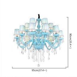 Designer Touch Decorative European Large Crystal Chandelier Blue Colour Pendant Light