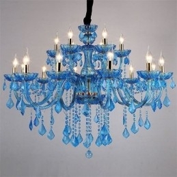 Designer Touch Decorative Elegant Crystal Chandelier European Blue Pendant Light