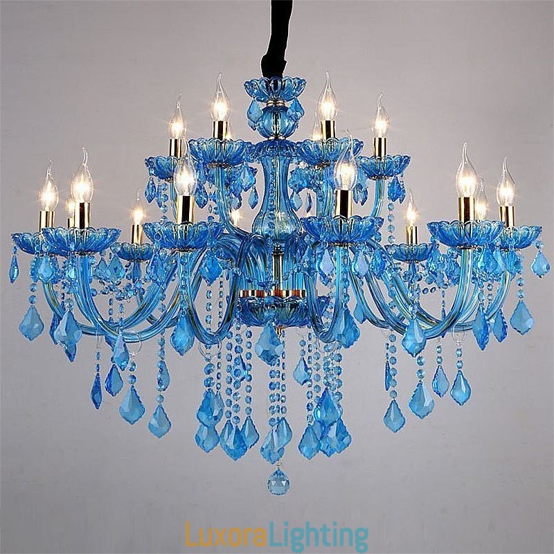 Designer Touch Decorative Elegant Crystal Chandelier European Blue Pendant Light