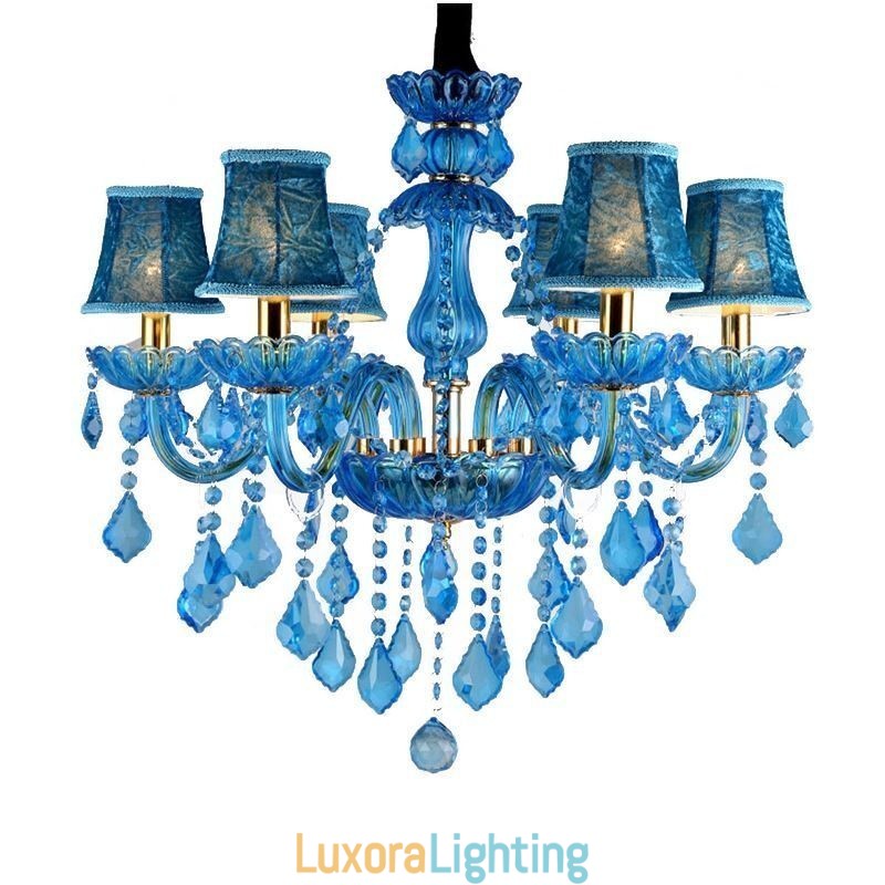 Designer Touch Decorative Elegant Crystal Chandelier European Blue Pendant Light