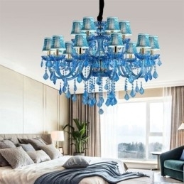 Designer Touch Decorative Elegant Crystal Chandelier European Blue Pendant Light
