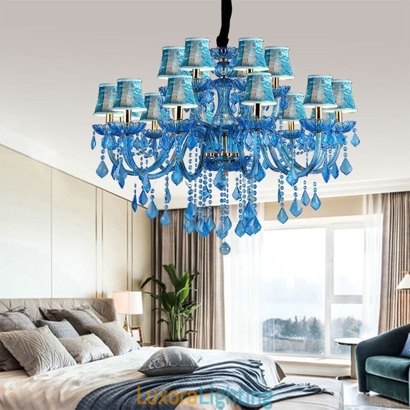 Designer Touch Decorative Elegant Crystal Chandelier European Blue Pendant Light