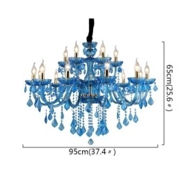 Designer Touch Decorative Elegant Crystal Chandelier European Blue Pendant Light