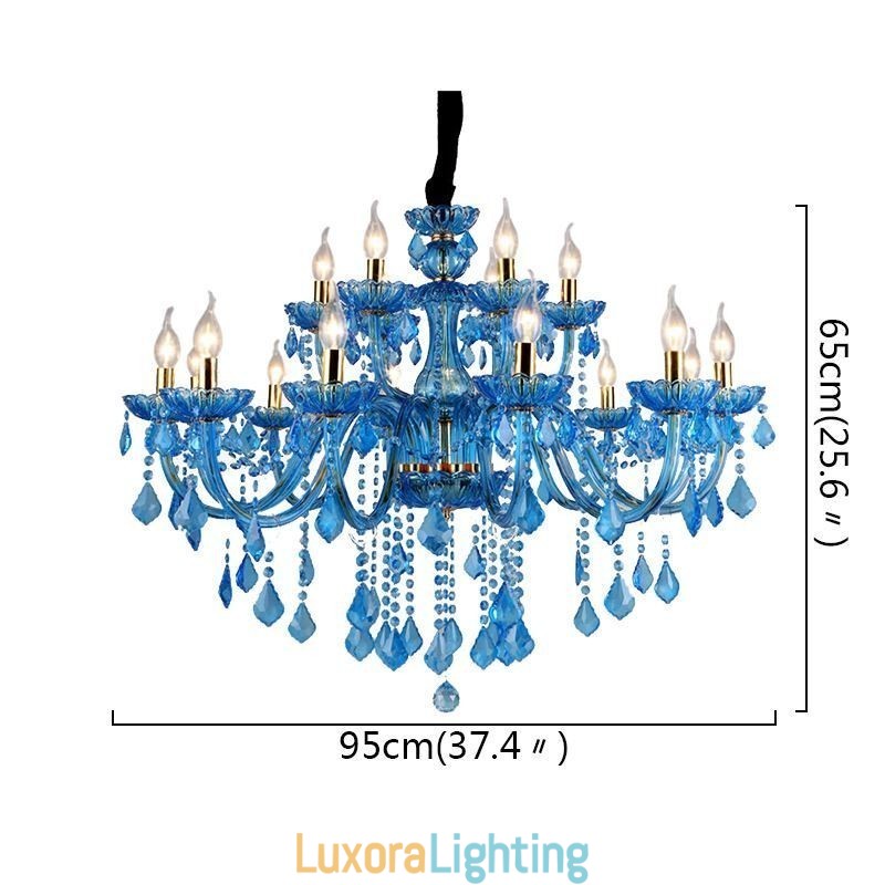 Designer Touch Decorative Elegant Crystal Chandelier European Blue Pendant Light