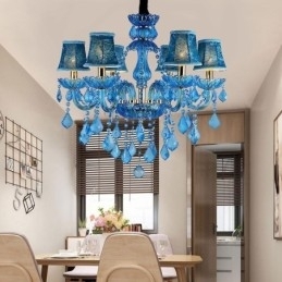 Designer Touch Decorative Elegant Crystal Chandelier European Blue Pendant Light