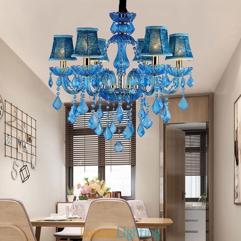 Designer Touch Decorative Elegant Crystal Chandelier European Blue Pendant Light