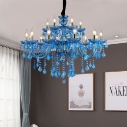 Designer Touch Decorative Elegant Crystal Chandelier European Blue Pendant Light