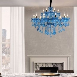 Designer Touch Decorative Elegant Crystal Chandelier European Blue Pendant Light