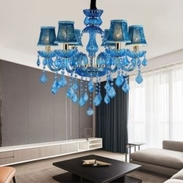 Designer Touch Decorative Elegant Crystal Chandelier European Blue Pendant Light