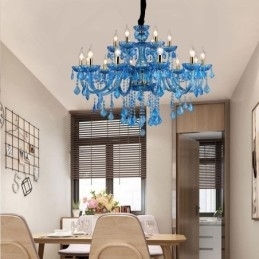 Designer Touch Decorative Elegant Crystal Chandelier European Blue Pendant Light