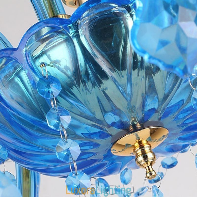 Designer Touch Decorative Elegant Crystal Chandelier European Blue Pendant Light