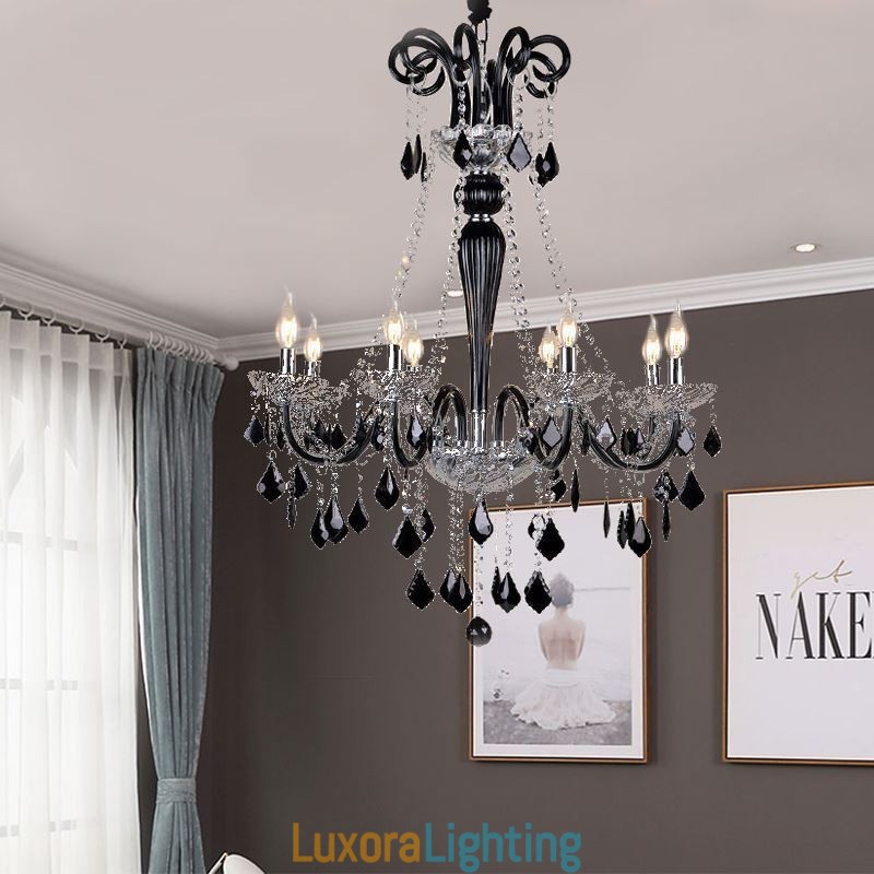 Designer Touch Decorative Retro Crystal Chandelier European Black Pendant Light