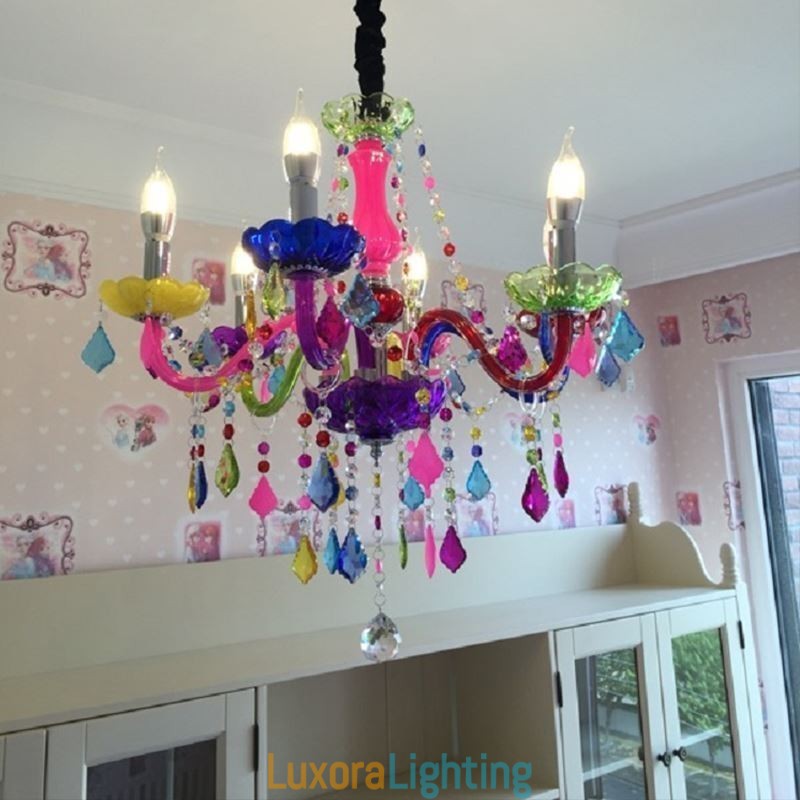 Designer Touch Decorative Large Colourful Crystal Chandelier European Pendant Light