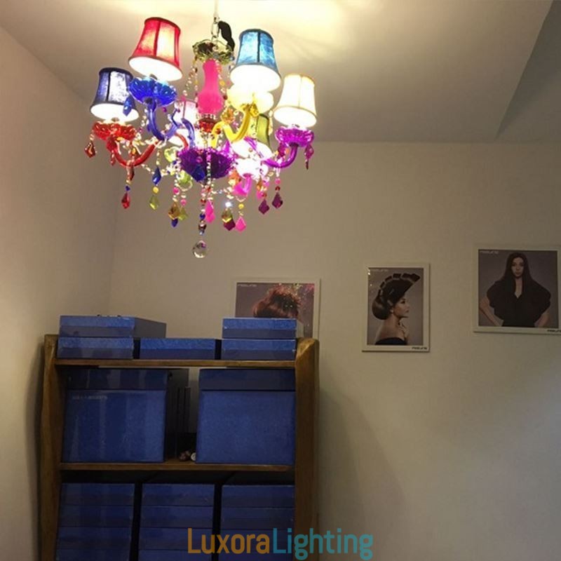 Designer Touch Decorative Large Colourful Crystal Chandelier European Pendant Light