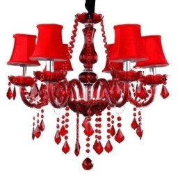 Designer Touch Decorative Luxury Crystal Chandelier European Red Colour Pendant Light