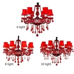 Designer Touch Decorative Luxury Crystal Chandelier European Red Colour Pendant Light