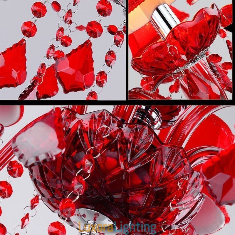 Designer Touch Decorative Luxury Crystal Chandelier European Red Colour Pendant Light
