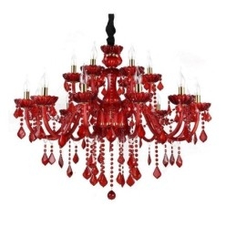 Designer Touch Decorative European Elegant Crystal Chandelier Red Colour Pendant Light