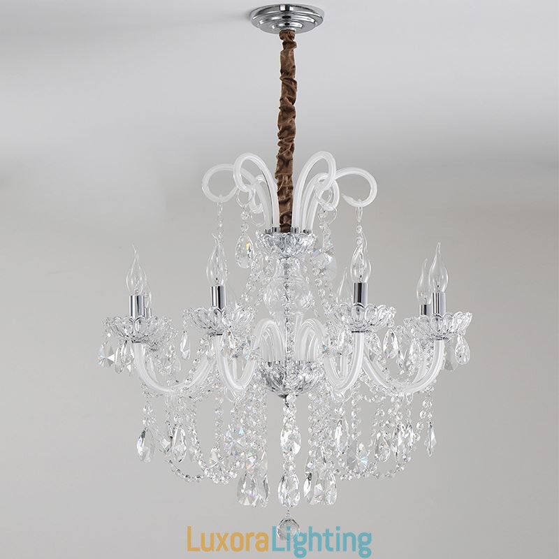 Designer Touch Decorative Elegant Crystal Chandelier European White Colour Pendant Light