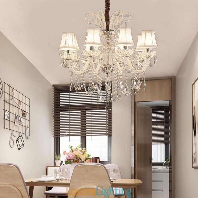 Designer Touch Decorative Elegant Crystal Chandelier European White Colour Pendant Light