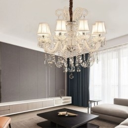 Designer Touch Decorative Elegant Crystal Chandelier European White Colour Pendant Light