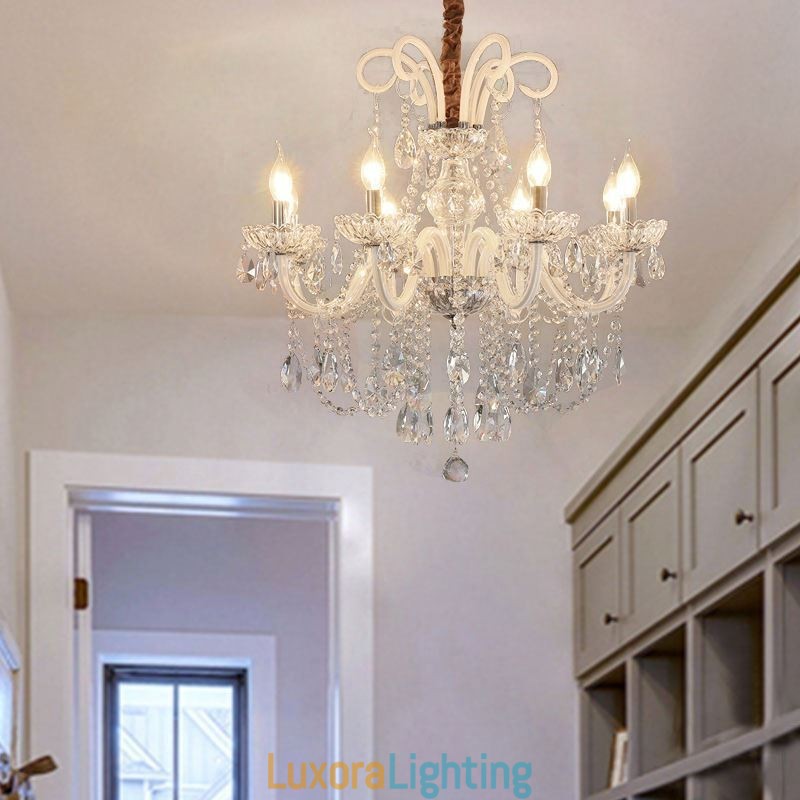 Designer Touch Decorative Elegant Crystal Chandelier European White Colour Pendant Light