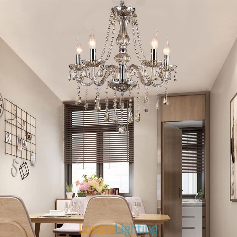 Designer Touch Decorative Crystal Chandelier European Cognac Colour Glass Pendant Light