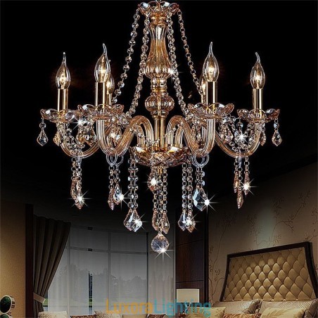 Designer Touch Decorative European Crystal Chandelier Luxury Amber Colour Pendant Light