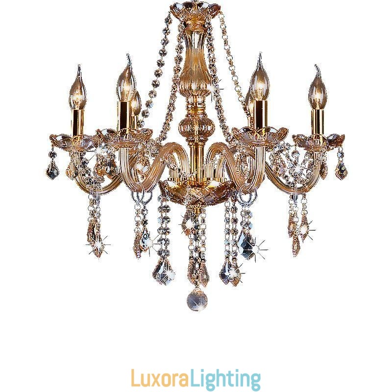 Designer Touch Decorative European Crystal Chandelier Luxury Amber Colour Pendant Light