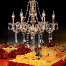 Designer Touch Decorative European Crystal Chandelier Luxury Amber Colour Pendant Light