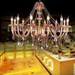 Designer Touch Decorative European Crystal Chandelier Luxury Amber Colour Pendant Light